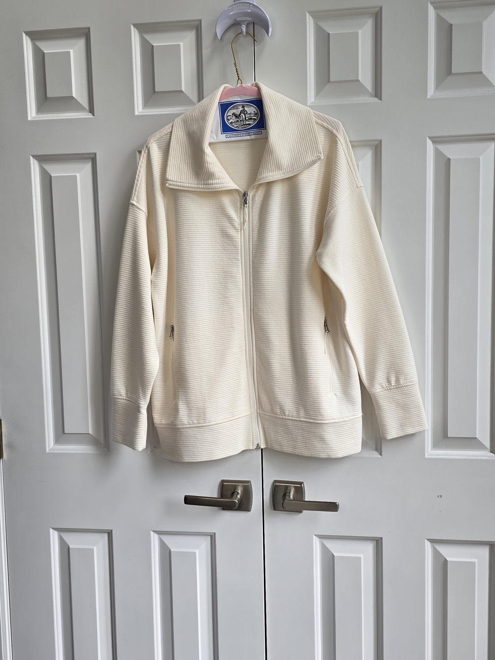 Old Navy Women's Cream Full Zip Ottoman Jacket